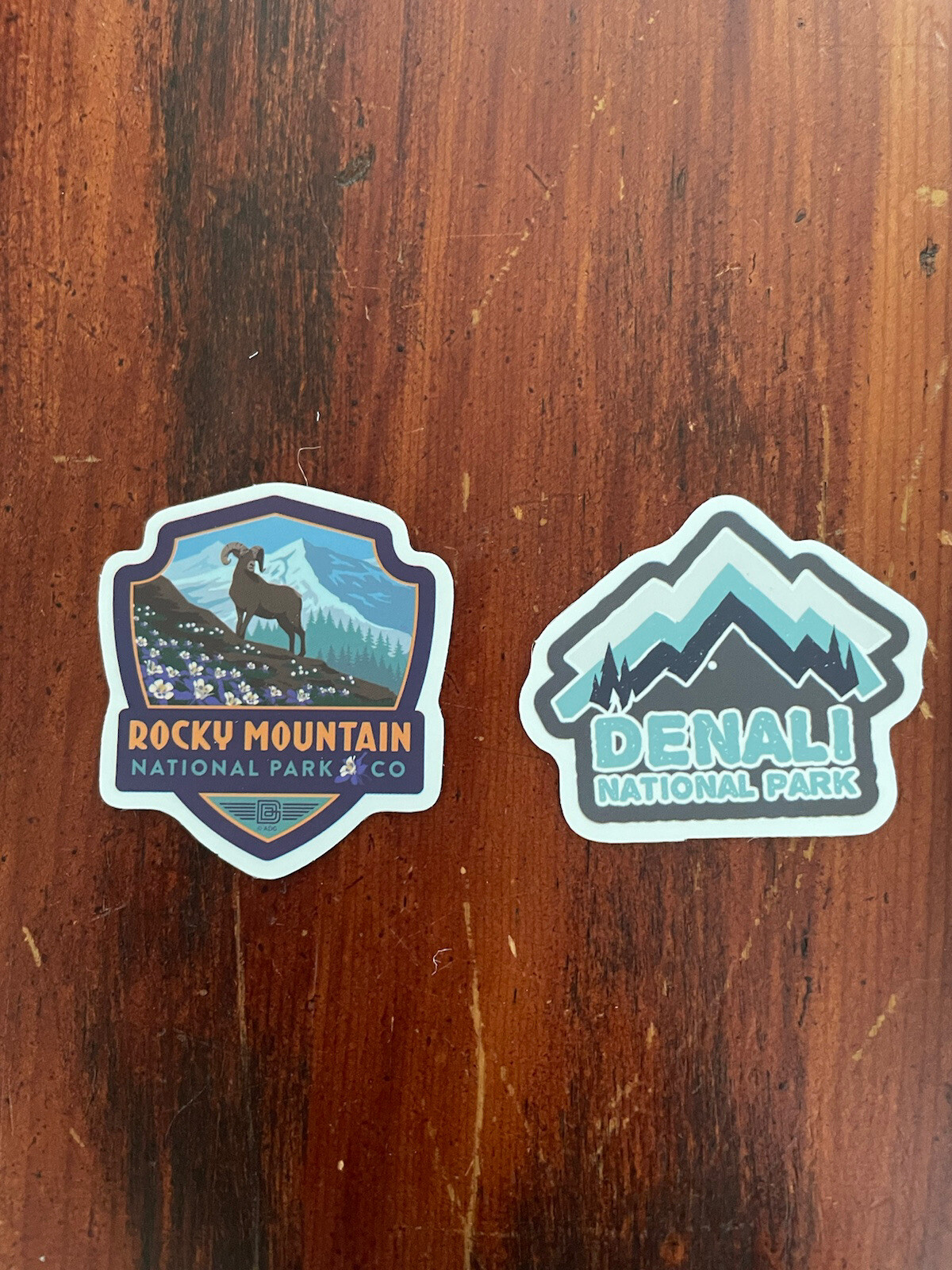 2 Set Rocky Mountain & Denali National Park Outdoor Wilderness Sticker Decal