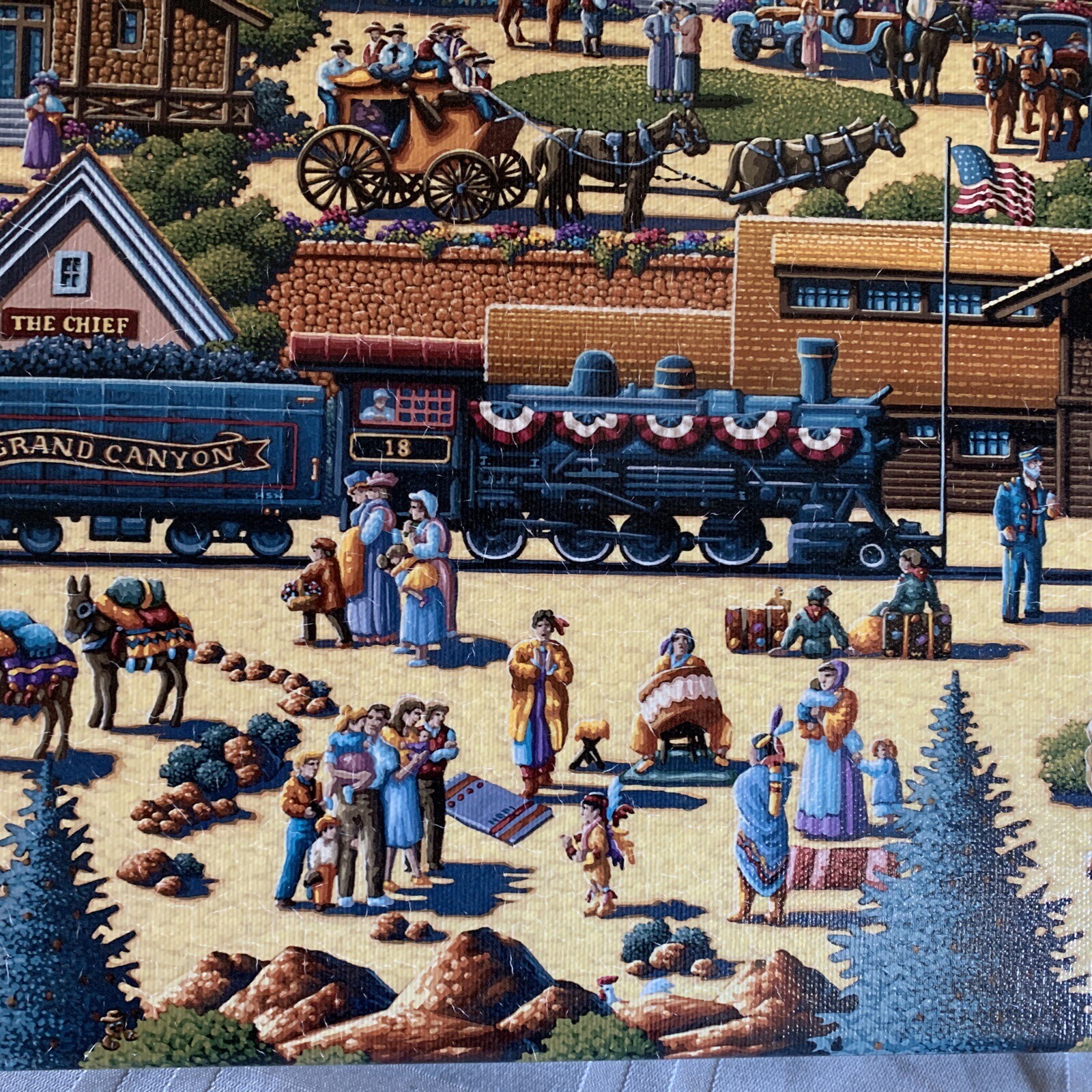 Eric Dowdle ‘Grand Canyon’ 16×20 Folk Art USA Souvenir Southwest Vintage Train
