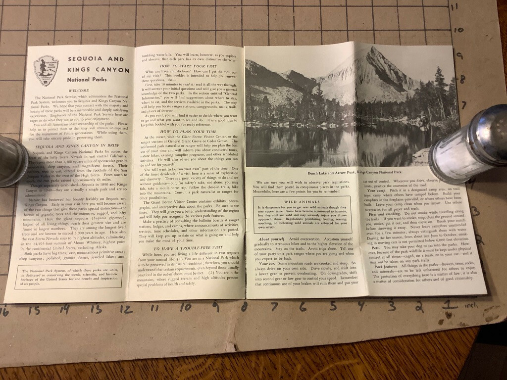 Vintage Original brochure Map 1963 SEQUOIA KINGS