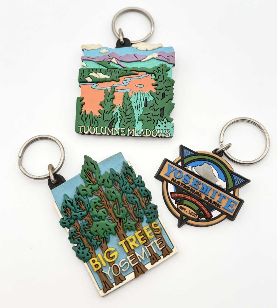 Yosemite National Park Keychain Lot Big Trees Tuolumne Meadows Rubber Souvenir