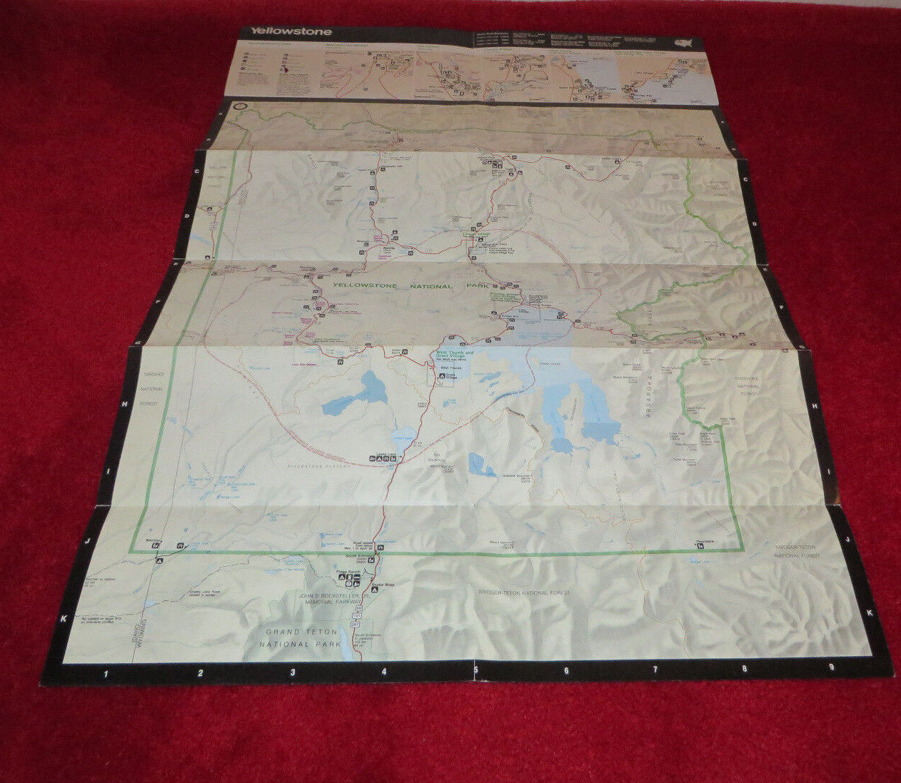 YELLOWSTONE NATIONAL PARK Maps 1992-1993 Lot of 2 – Official Guide & Canyon Map