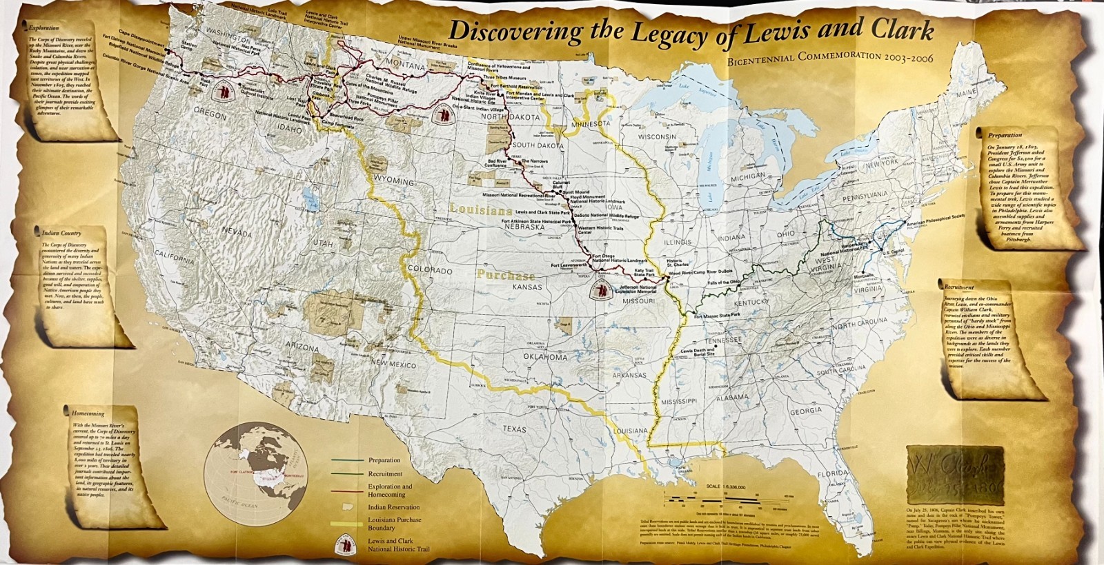 2003-2006 Lewis Clark National Historic Trail Bicentennial Vintage Map Brochure