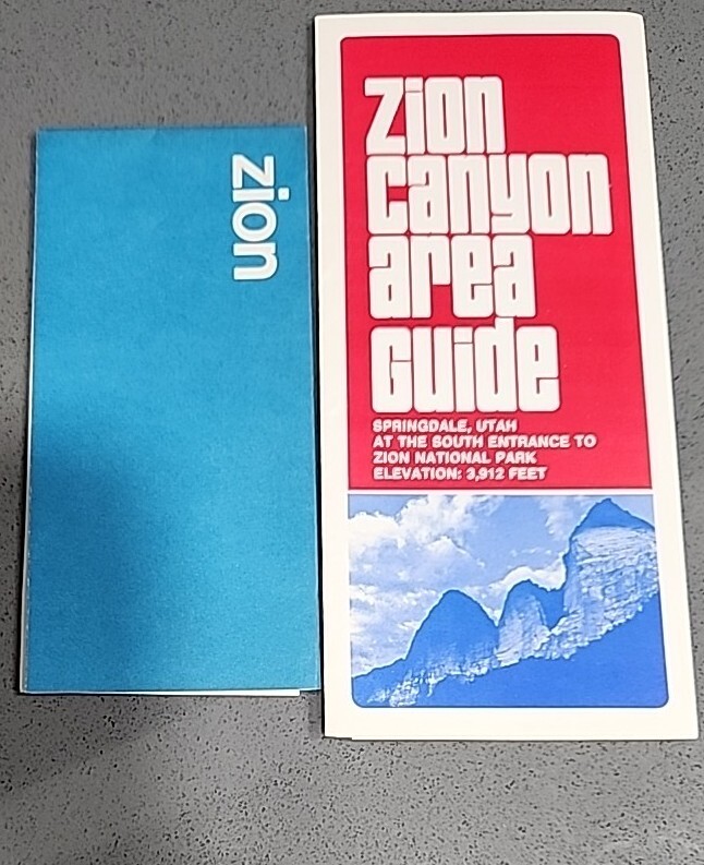 Lot 2 Vtg 1974 Zion National Park Map Travel Guide Information Brochure Utah