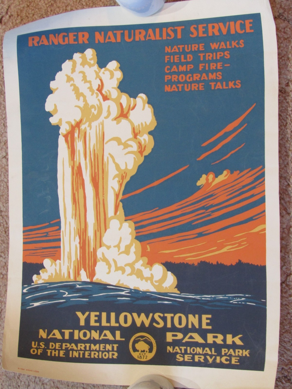 Yellowstone National Park poster Ranger Naturalist 1995 Leen