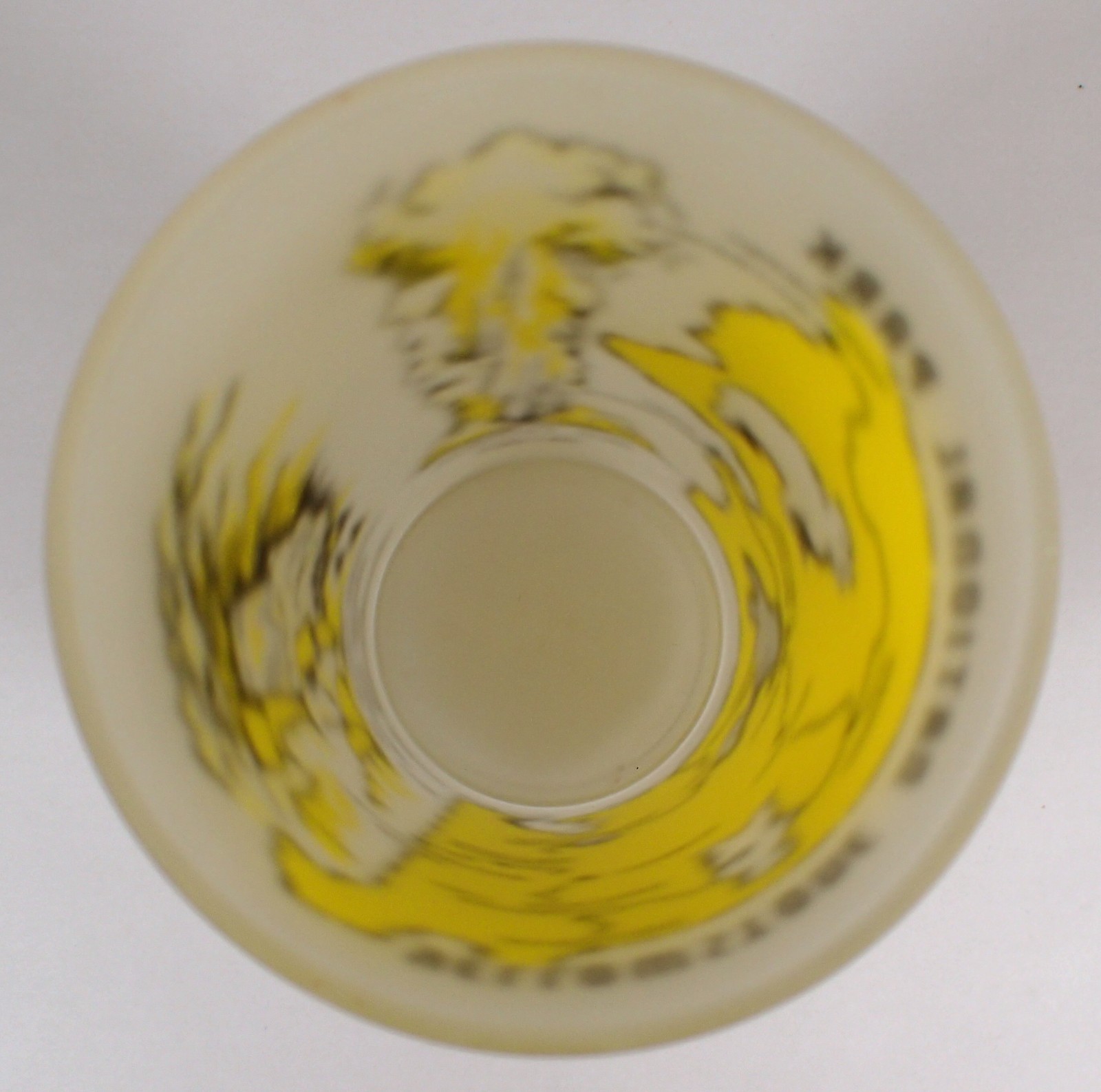 MINT Vtg Hazel Atlas Yellowstone National Park Map OLD FAITHFUL Frosted 5″ Glass