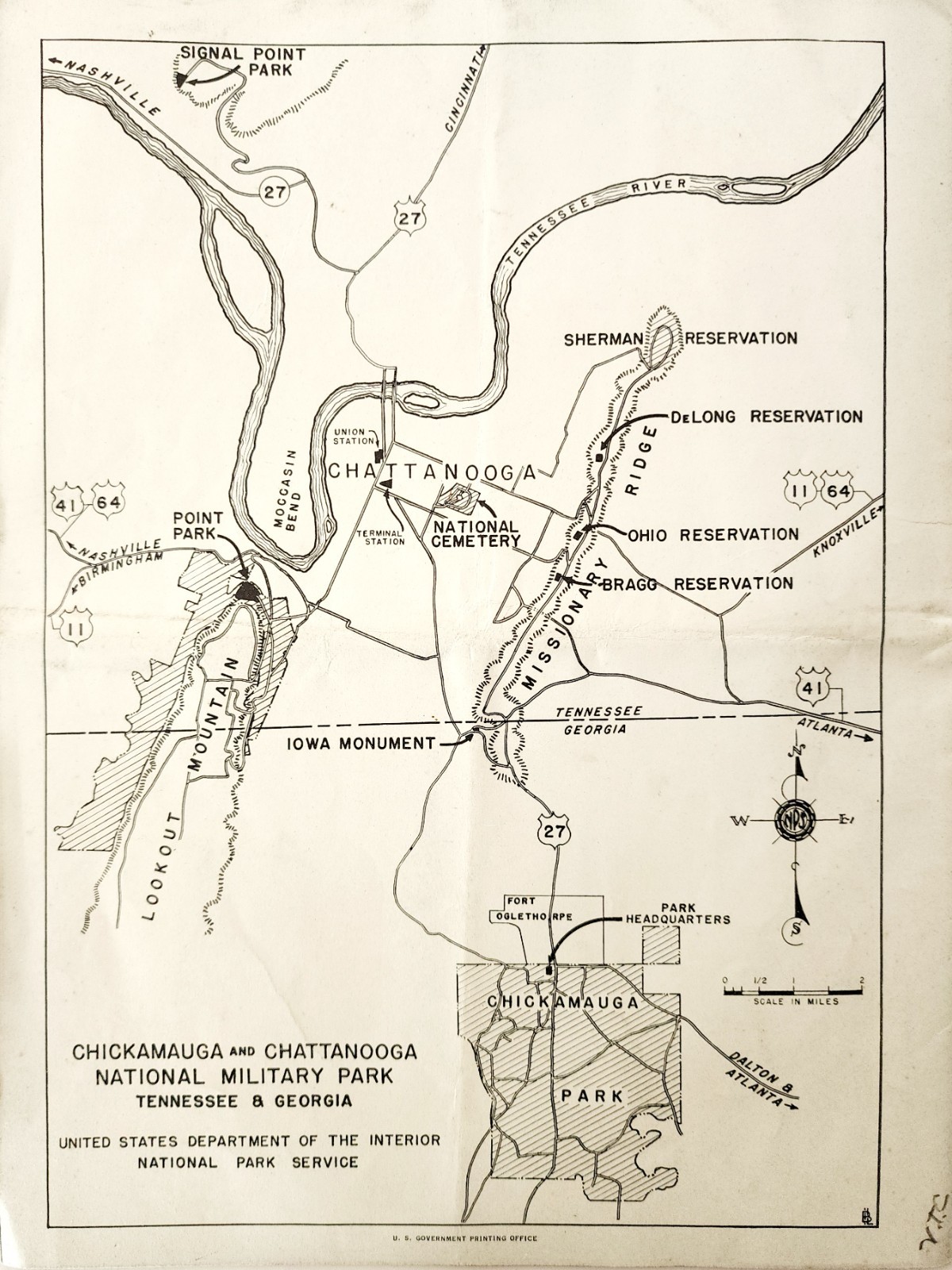 1940 Chickamauga & Chattanooga National Military Park Booklet Vintage F15N