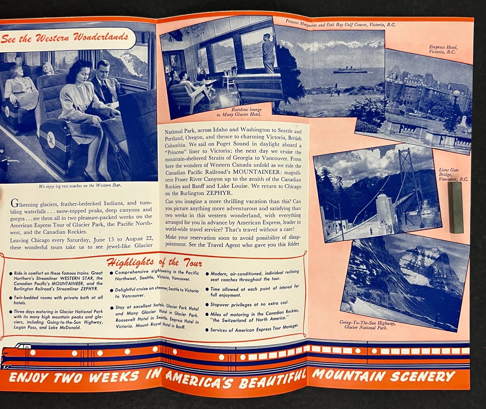 1959 American Express Scenic Tours Glacier Park Canadian Rockies Travel Brochure