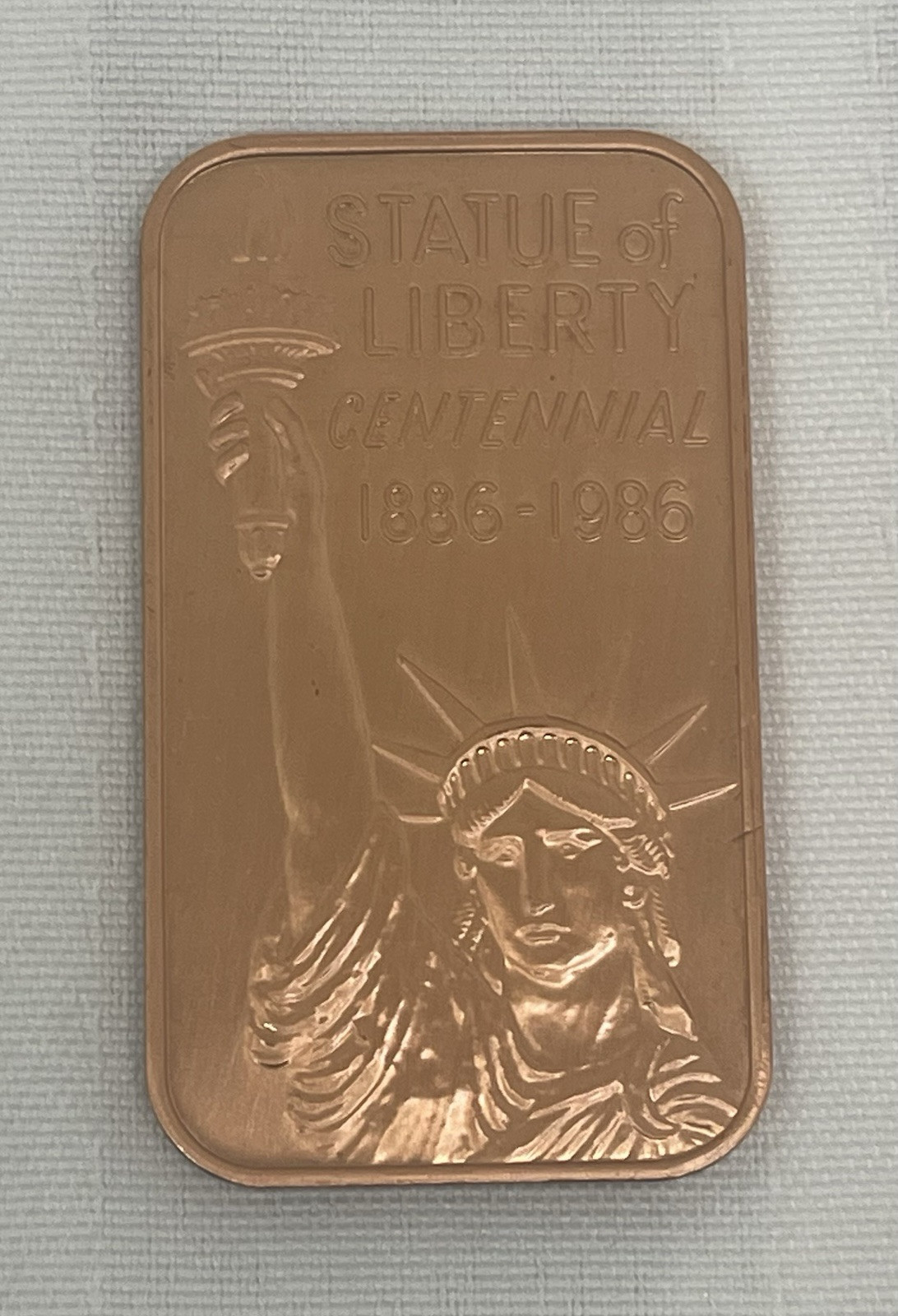 Statue Liberty 100th Anniversary 1886-1986 Commemorative Copper Ingot