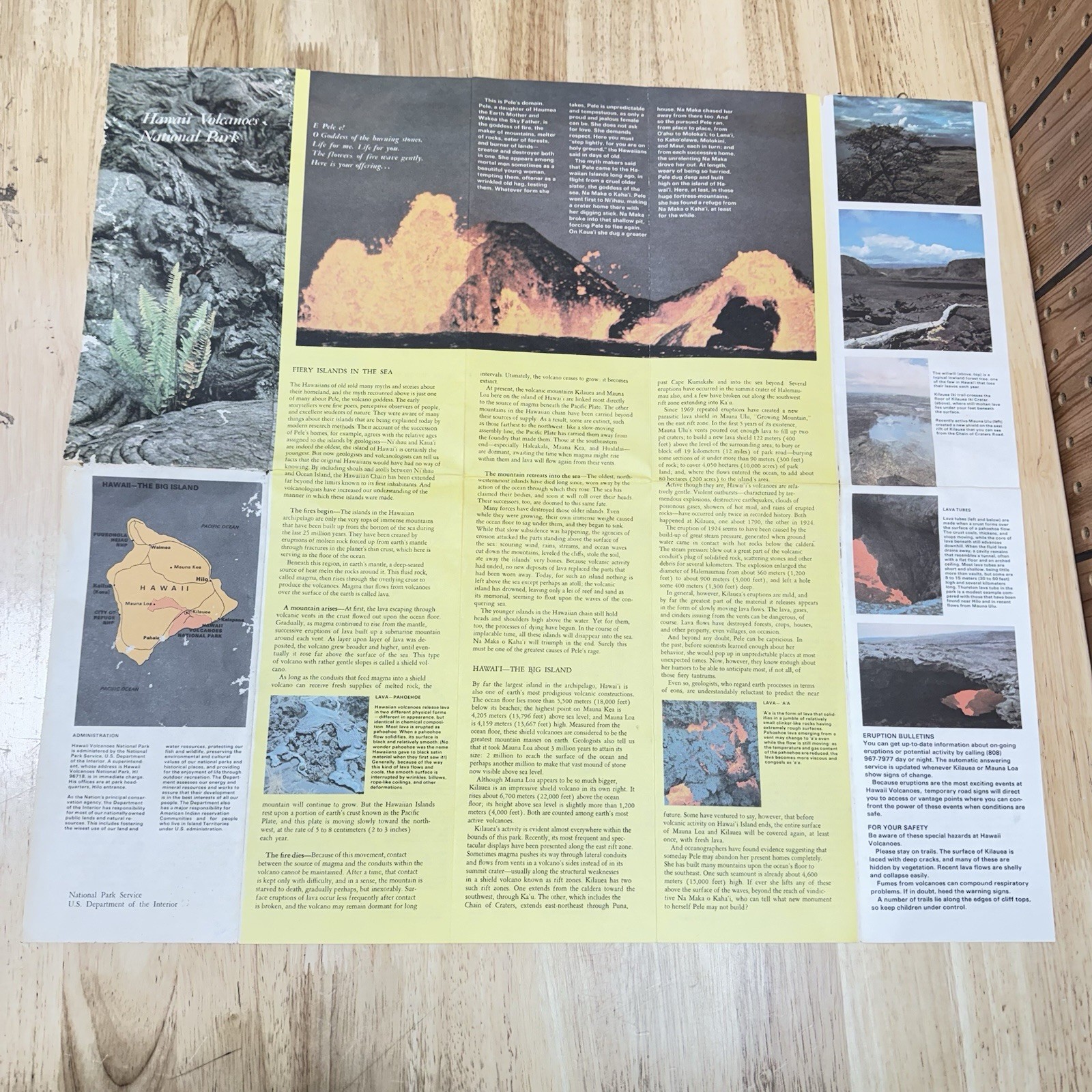 Hawaii Volcanoes National Park Vintage 1989 Brochure History & Visitor Map