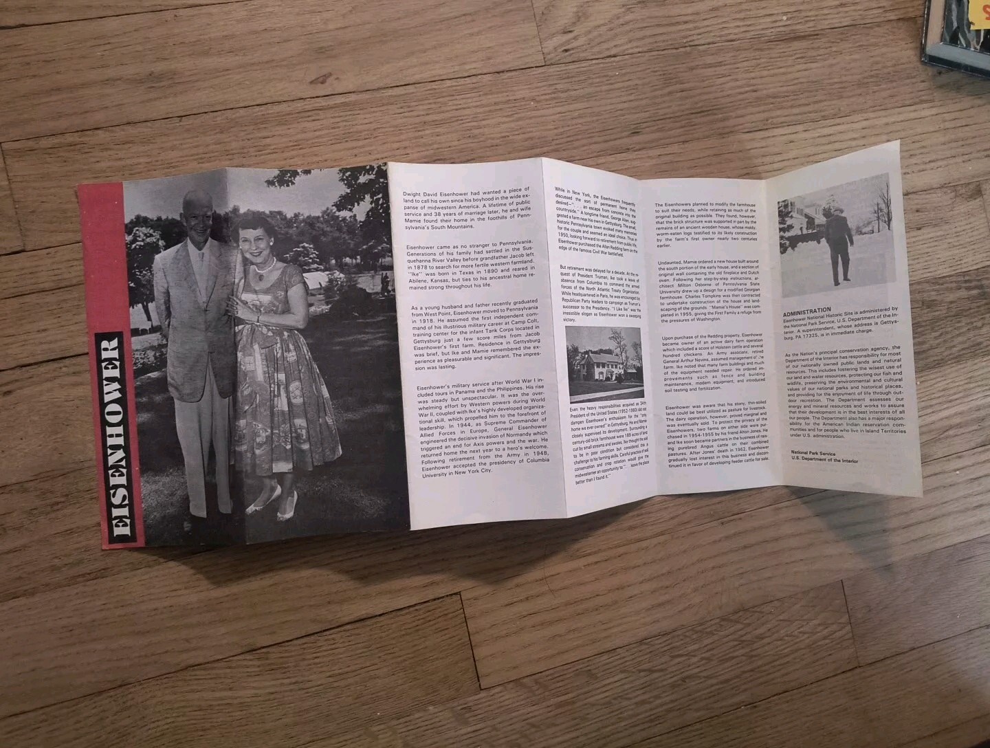 Vintage Eisenhower National Historic Site Foldout Brochure/Pamphlet