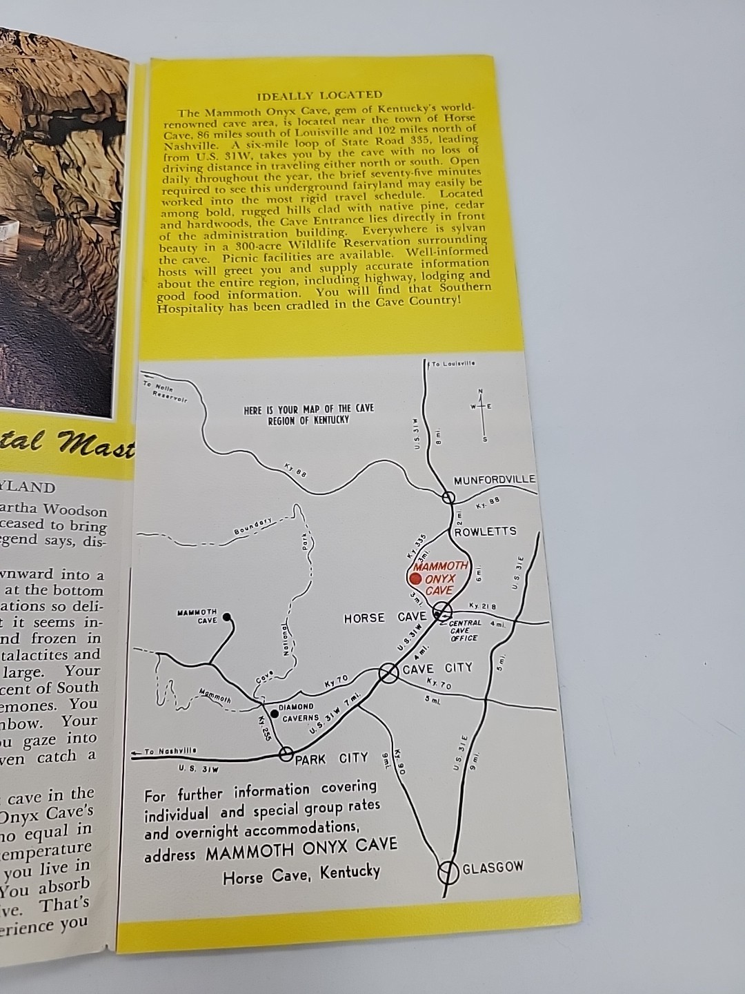 1963 Mammoth Cave National Park Kentucky Horse Cave Onyx Cave Historical