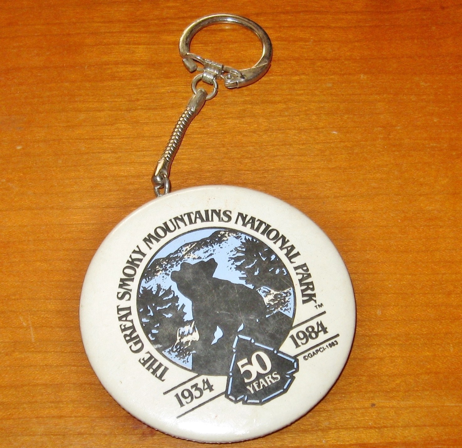 Great Smoky Mountains National Park 50 Years 1934-1984 Black Bear Keychain Fob