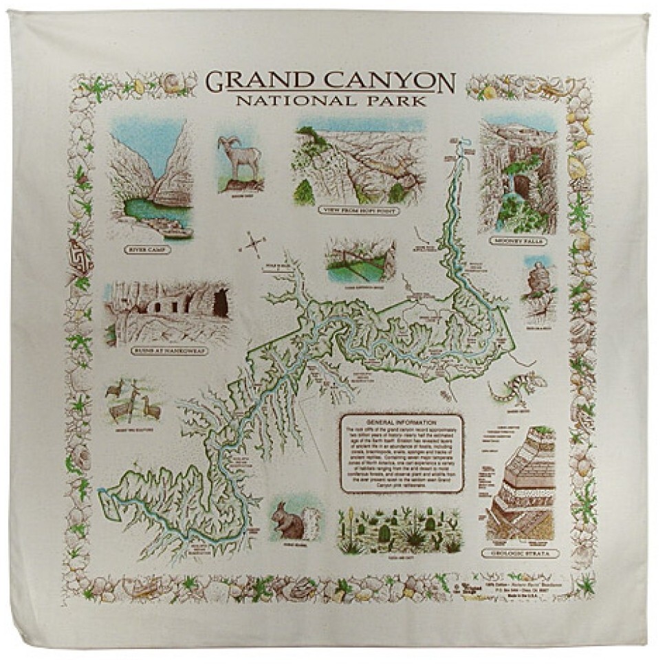 Grand Canyon National Park Bandanna 2-Pack Bundle Arizona Map Nature Facts Info