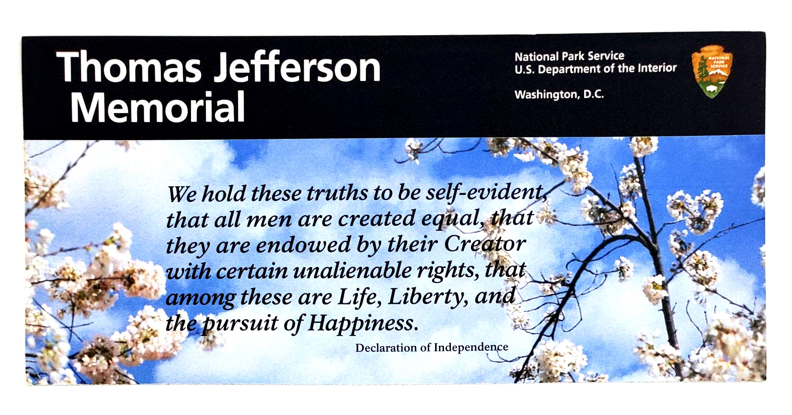 2011 Washington DC Thomas Jefferson Presidential Monument NPS Travel Brochure