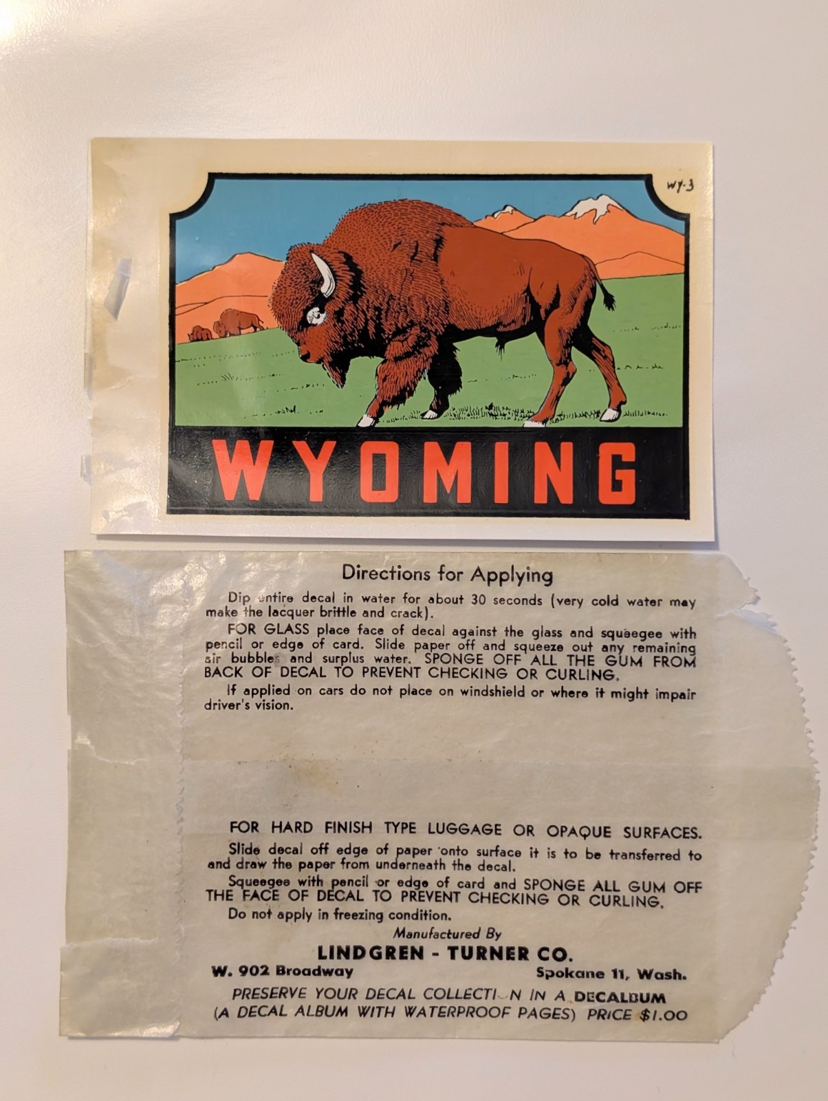 Vintage 1960s Travel Decals Stickers Yellowstone Wyoming LA Canada