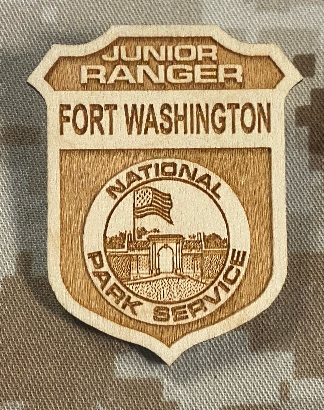 Fort Washington Maryland National Park Service Wooden Junior Ranger Badge