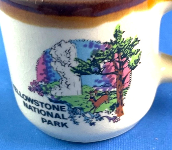 Mini Yellowstone National Park Cup Old Faithful 2-1/4” Tall Vintage