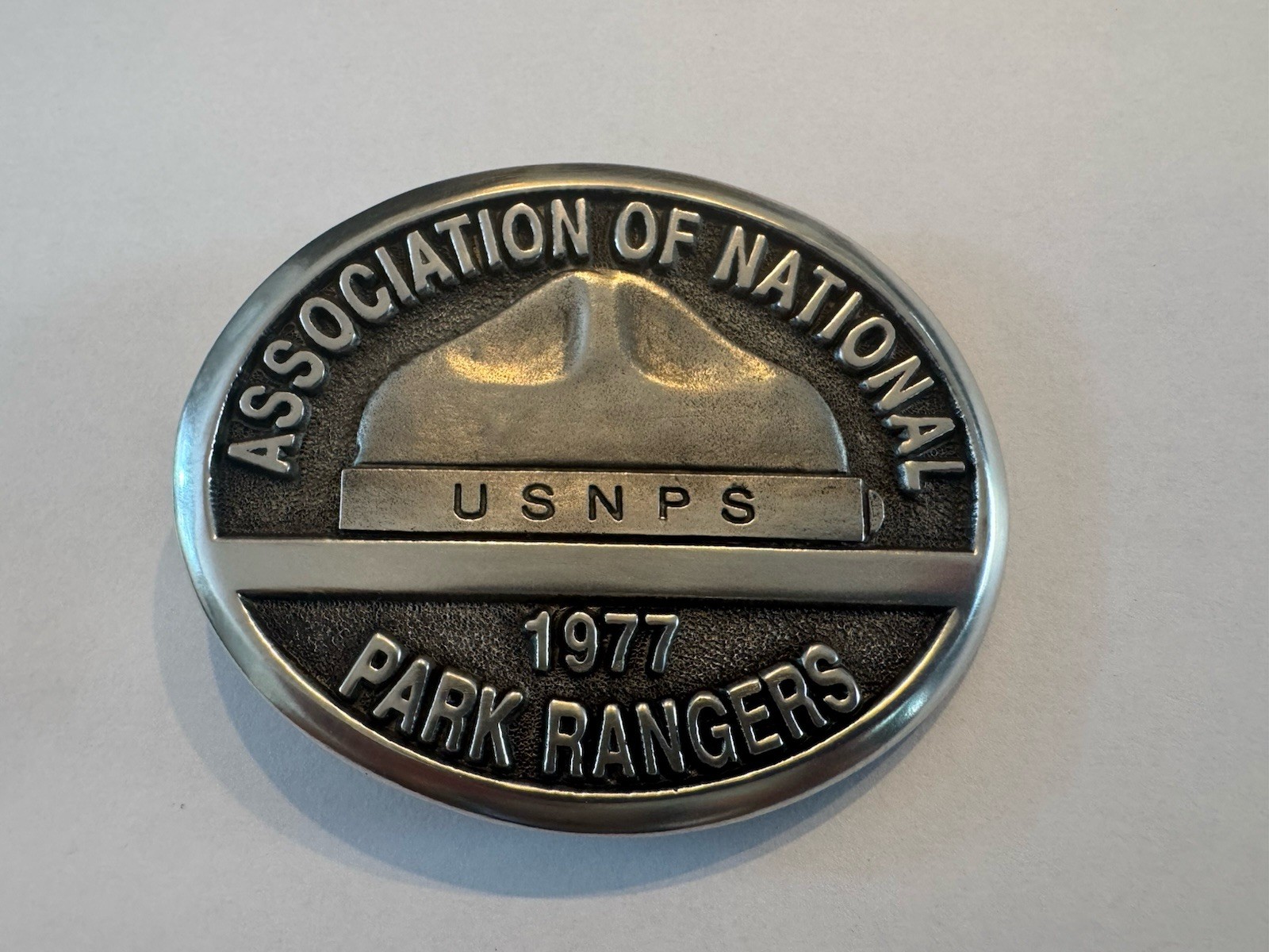 Belt Buckle – Vintage 1977 Assoc. National Park Rangers. SN# 5. NEW IN BOX