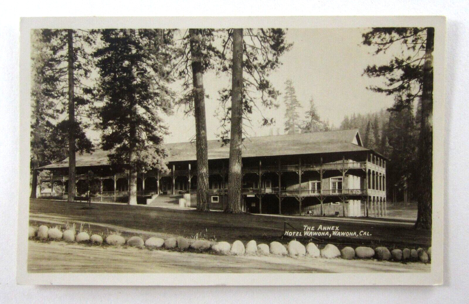 Vintage Yosemite Wawona Hotel Annex Real Photo Postcard RPPC Cancel 1927