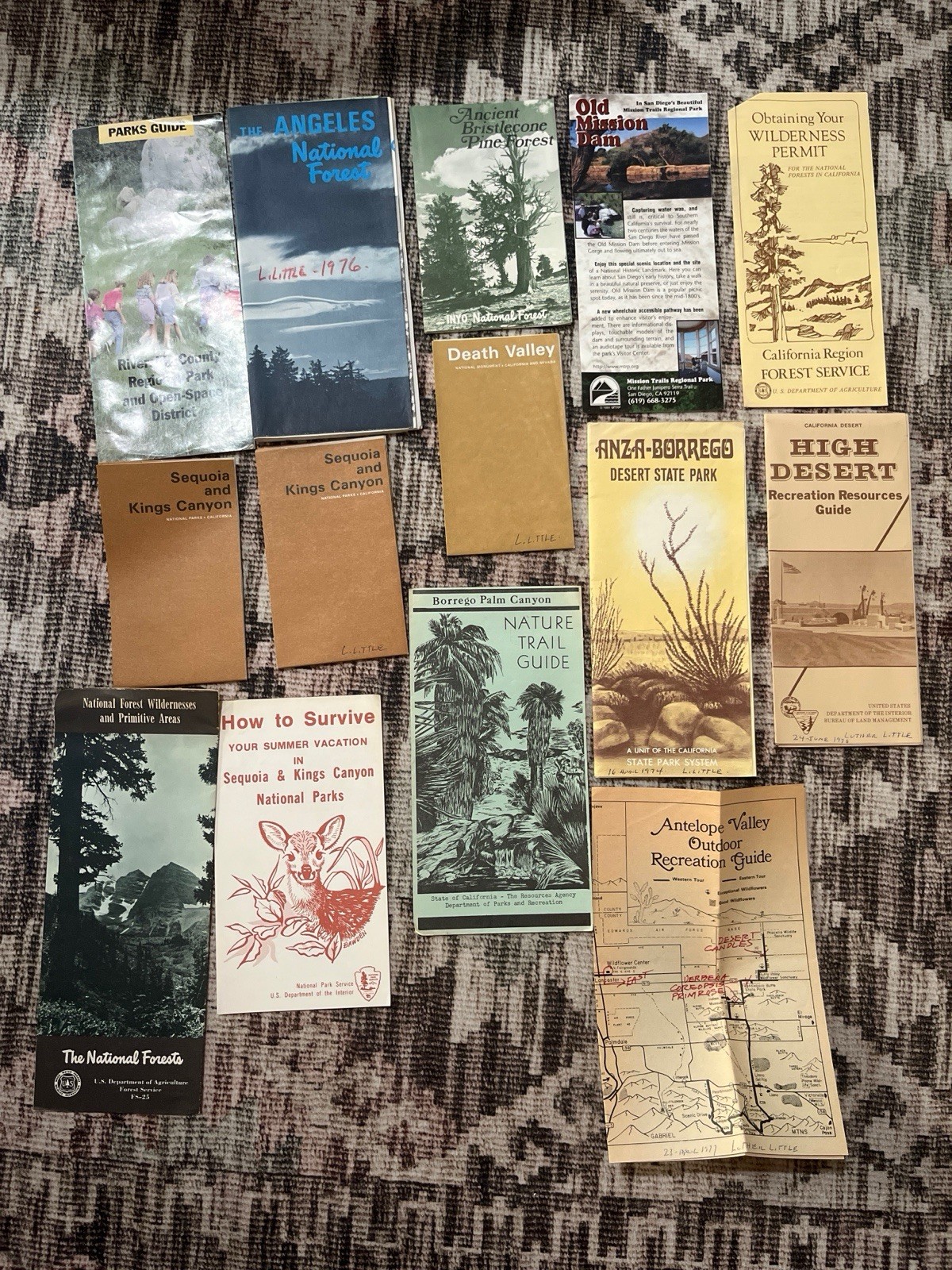 Lot 14 Vintage 1970s California National Park Forest Maps Sequoia Death Valley