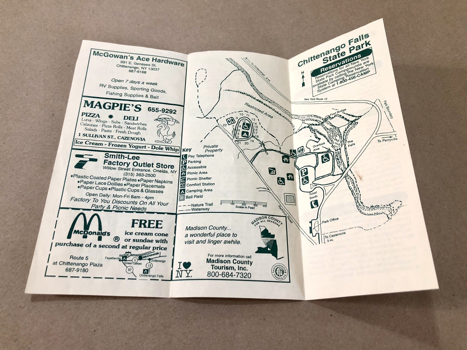 Chittenango Falls State Park, Vintage Map & Brochure (Cazenovia, New York) Good+