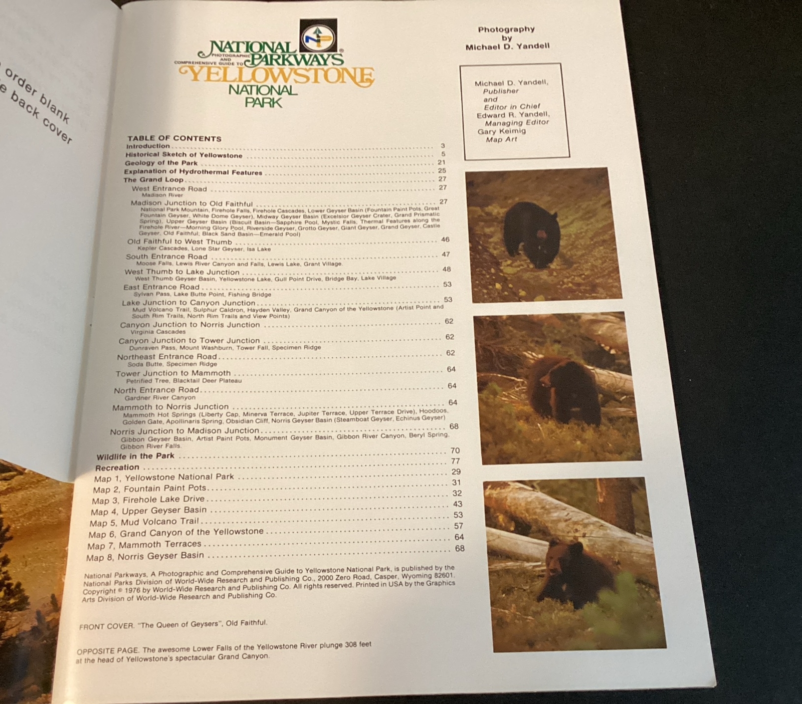 Vintage 1976 Paperback Yellowstone 12×9 National Parkways Guide To Yellowstone
