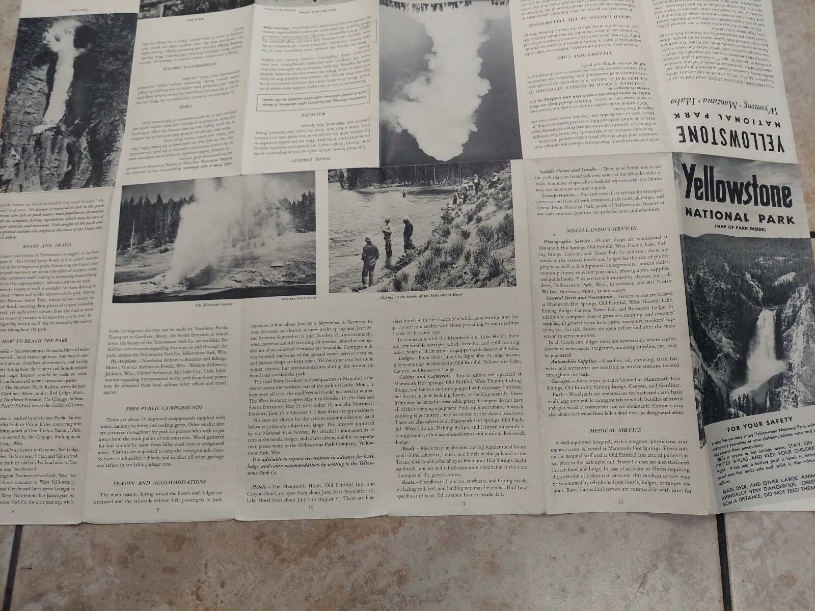 1953 Yellowstone National Park Brochure & Map J 70