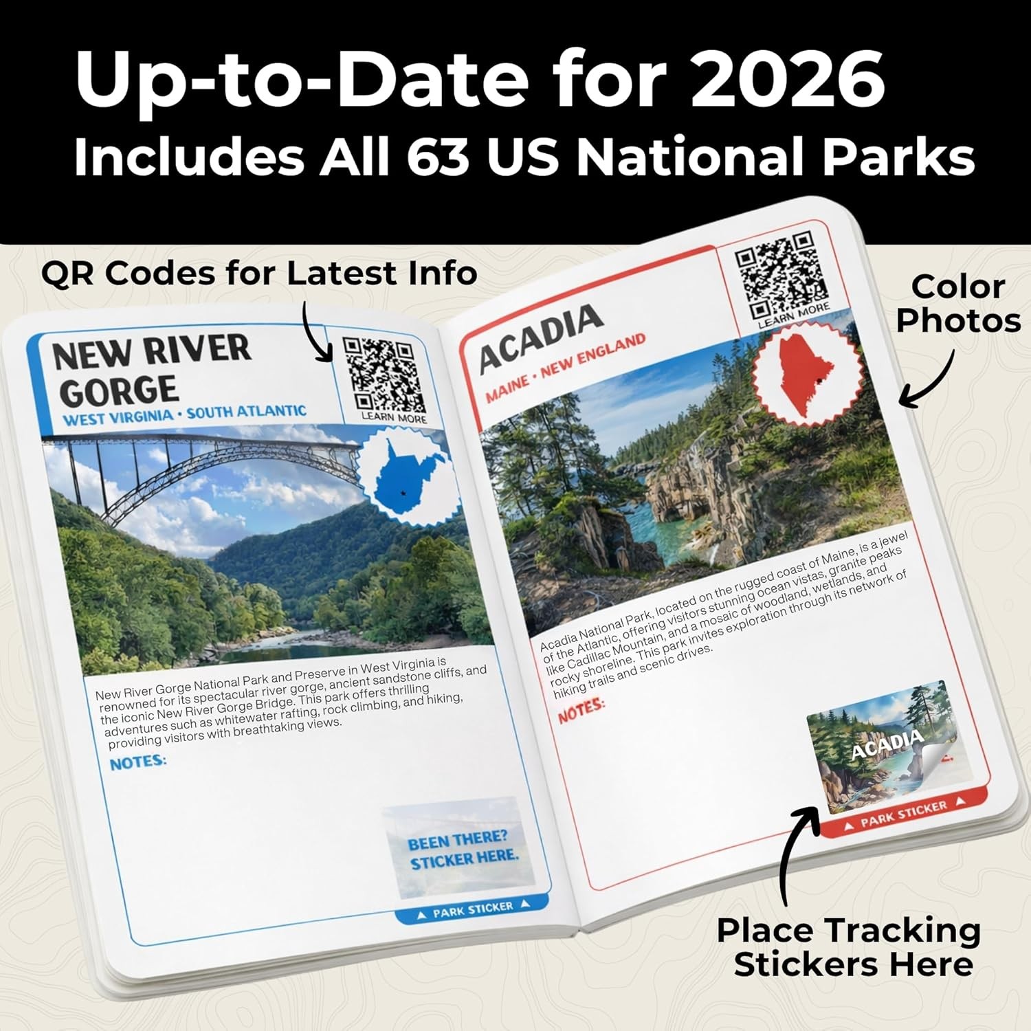 National Parks Stamp Book with Sticker Set: Passport-Sized National Park Book wi