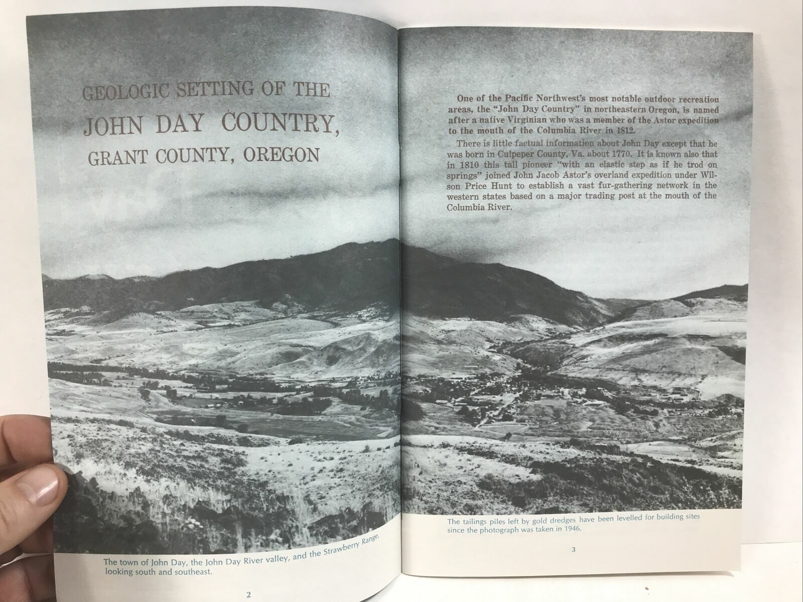 1970 THE GEOLOGICAL SETTING OF THE JOHN DAY COUNTRY Grant County Oregon & Letter