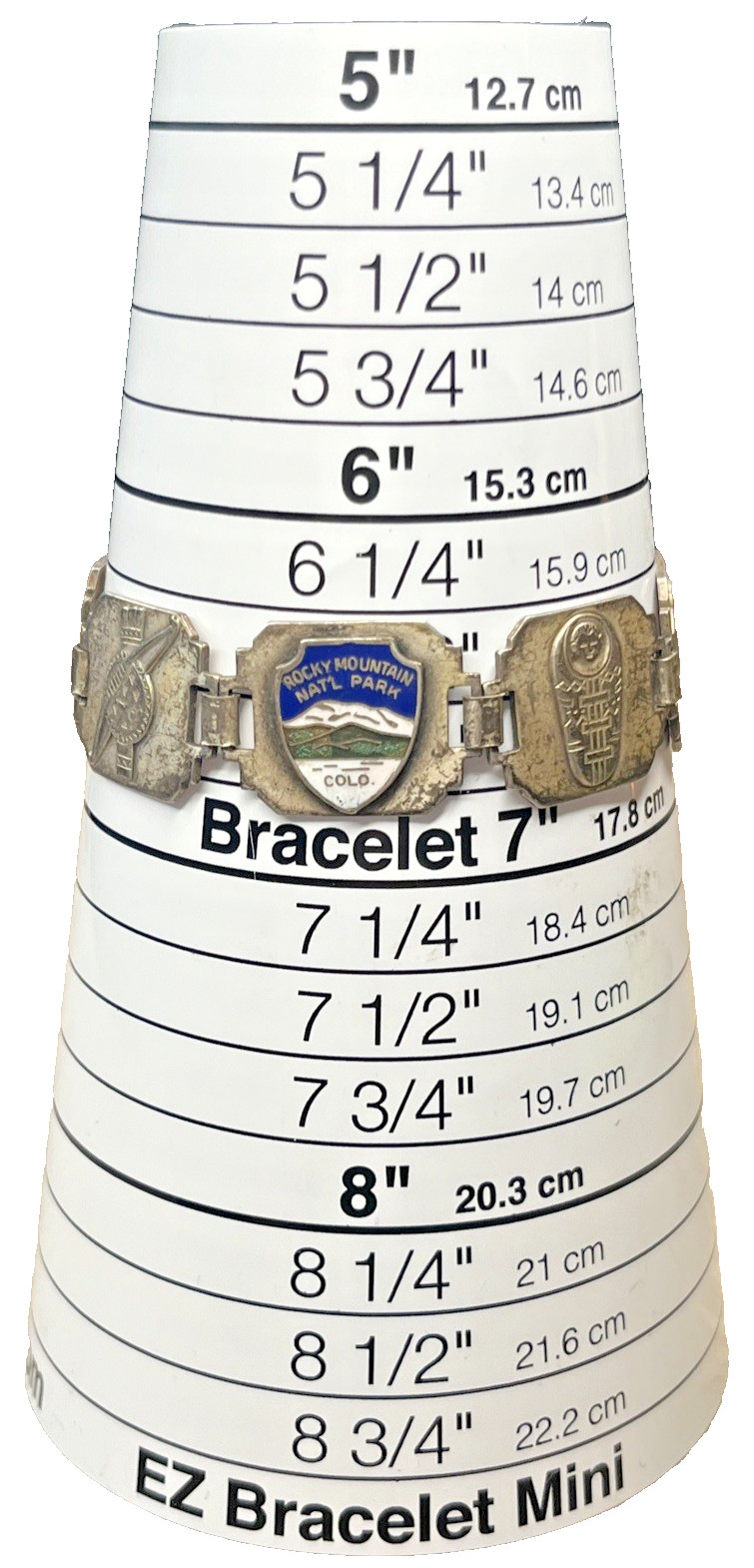 VTG Rocky Mountain National Park Colo Metal Enamel Link Panel Bracelet Souvenir