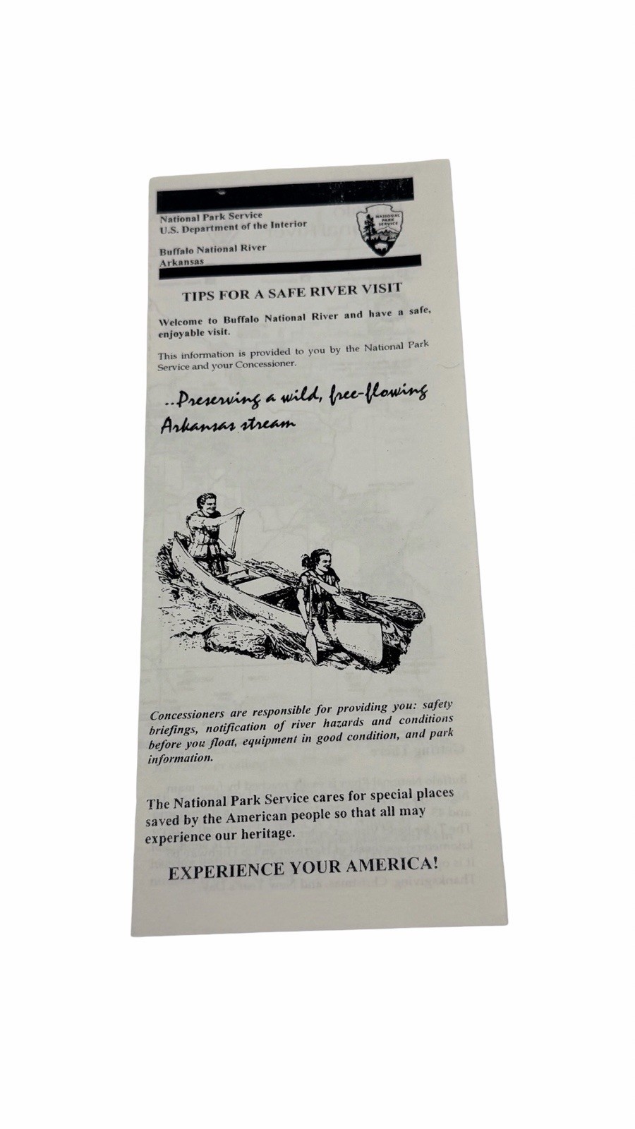Vintage Buffalo National River Arkansas Map Brochure Canoe Guide Park Service