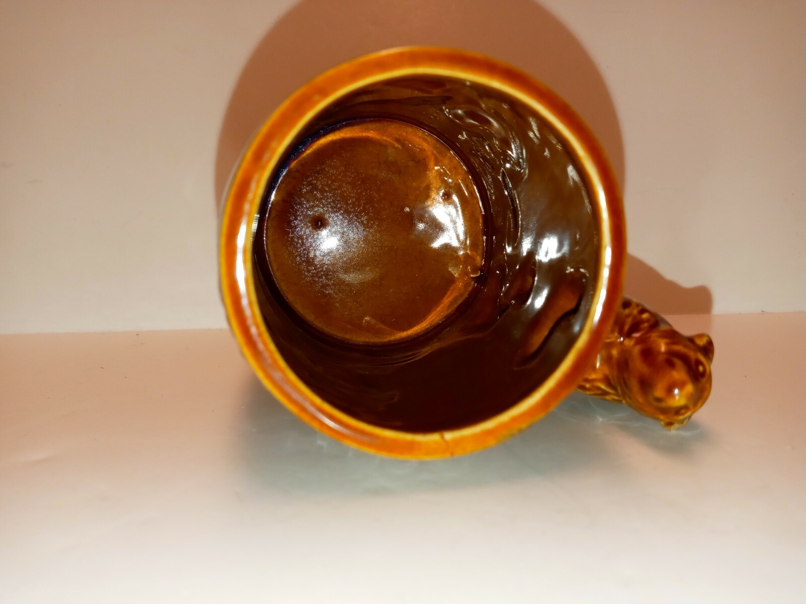 Vtg Souvenir Yellowstone Park Old Faithful Brown Bear Coffee Mug Bear Handle