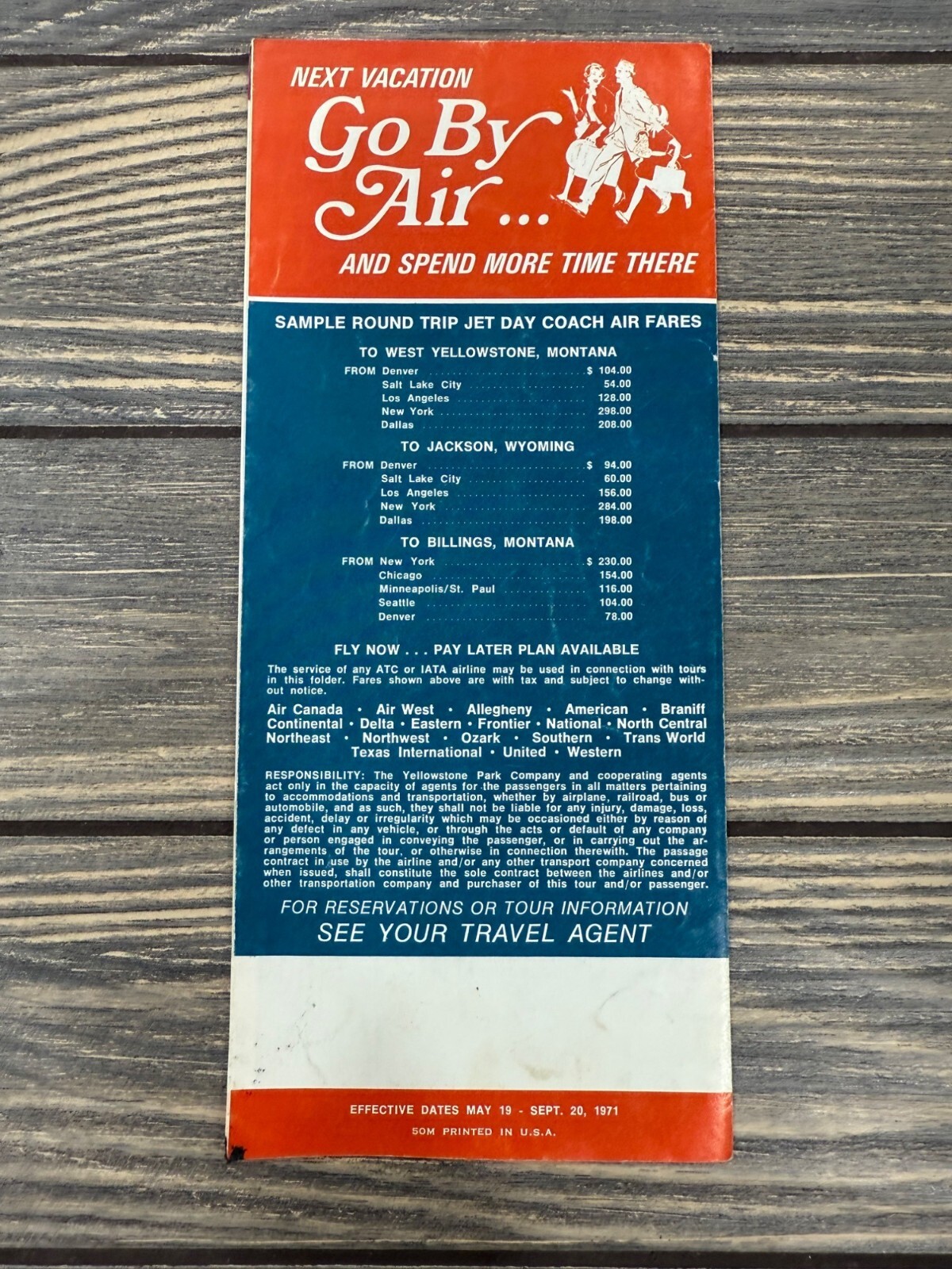 Vintage Yellowstone National Park 1971 Travel Brochure Faithful Geyser Pack Tr