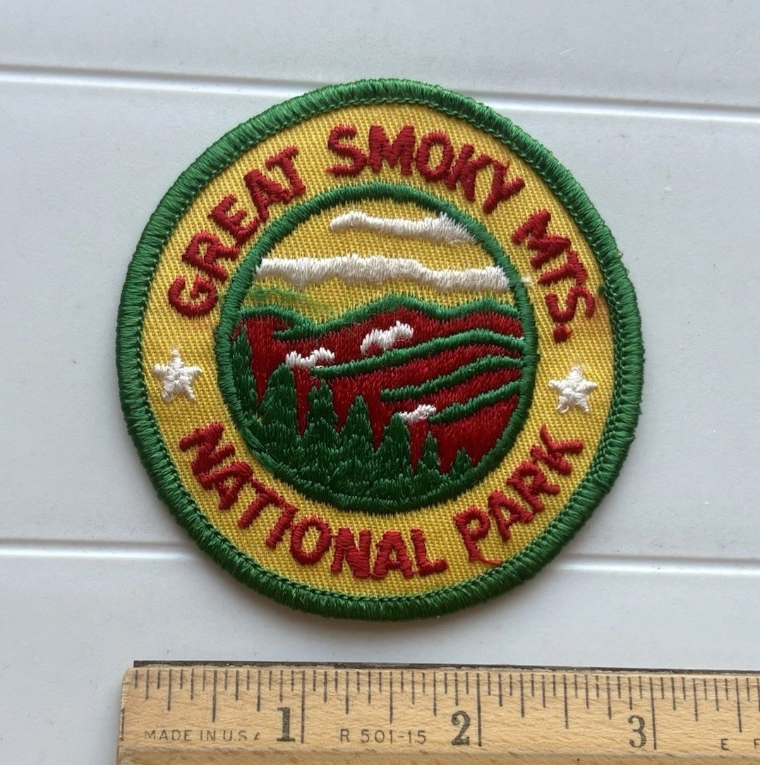 Great Smoky Mountains Mts. National Park Yellow Green Round Embroidered Patch