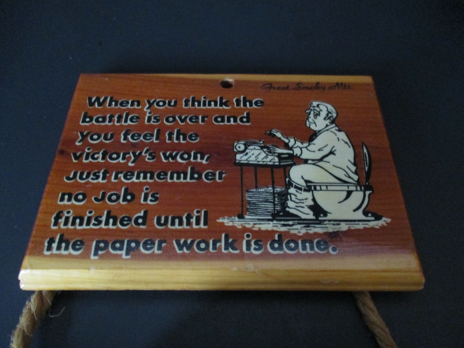 Vintage Souvenir Wood Toilet Paper Holder Great Smoky Mountains Tennessee N.C.