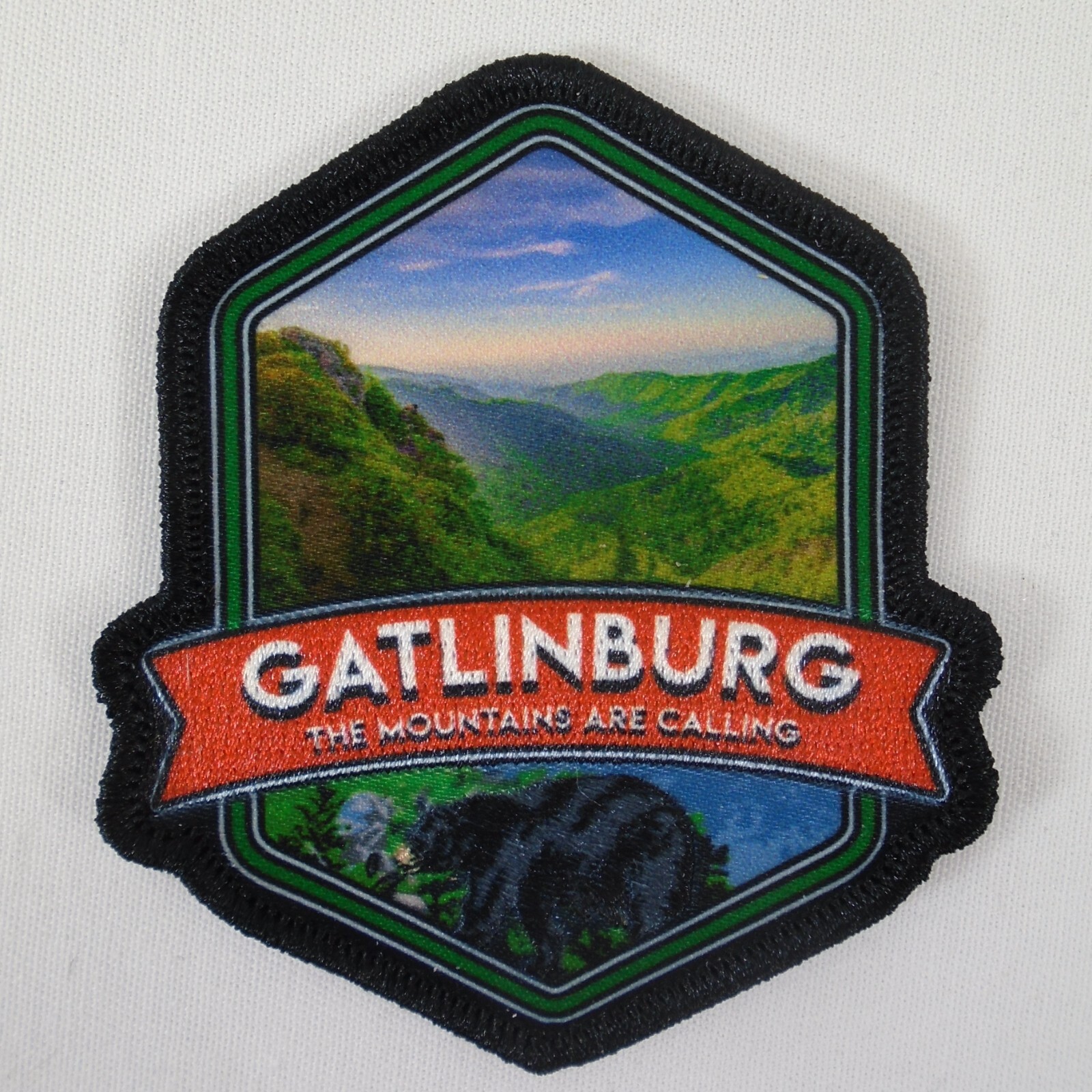 Gatlinburg TN. Great Smoky Mountains Forest & Black Bear Iron on Patch