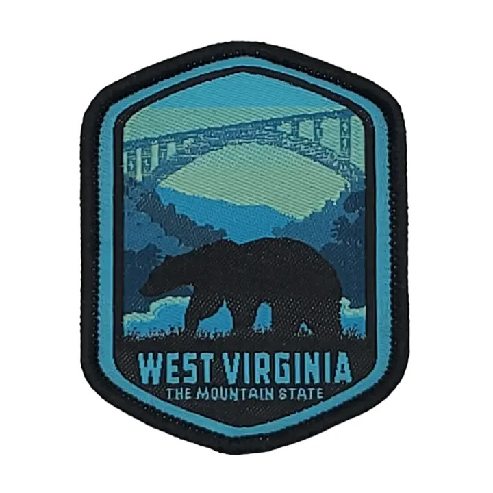 West Virginia The Mountain State Patch 2″x2 1/2″ Embroidered Iron-On Hat Bear