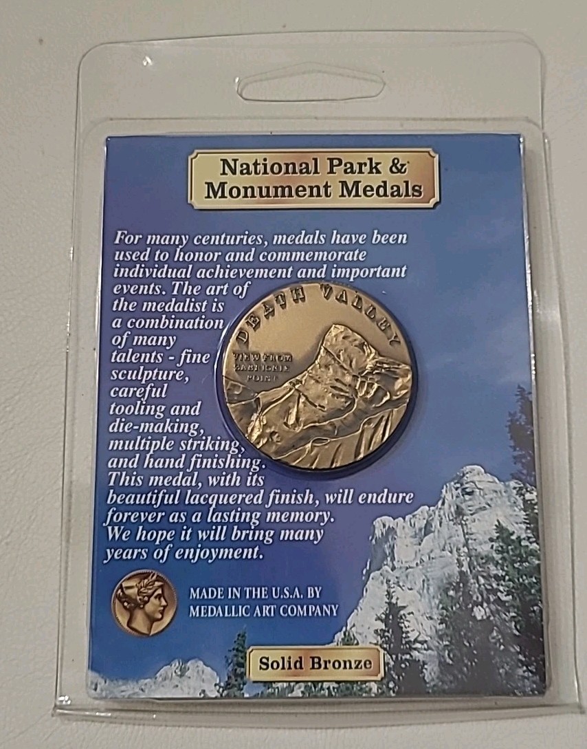 Death Valley National Park And Monument Medals Solid Bronze Coin Token Vtg. 2004