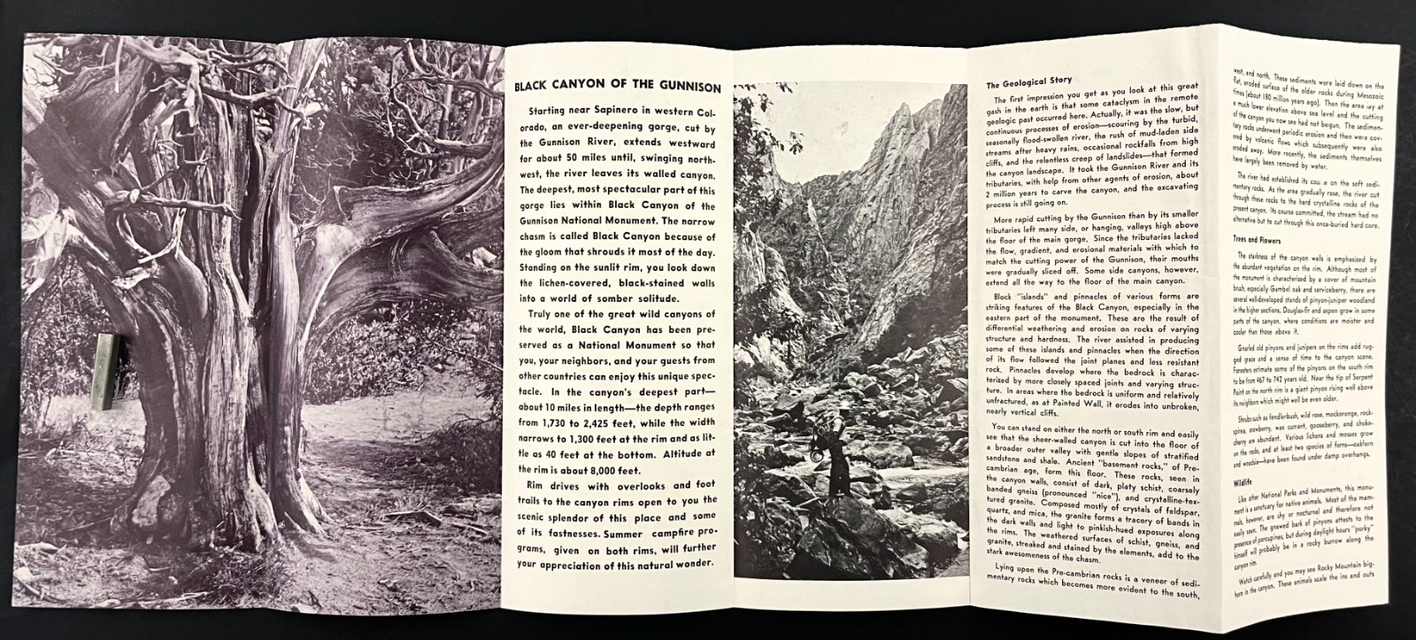 1966 Black Canyon Of The Gunnison National Monument Park CO Vintage Travel Guide