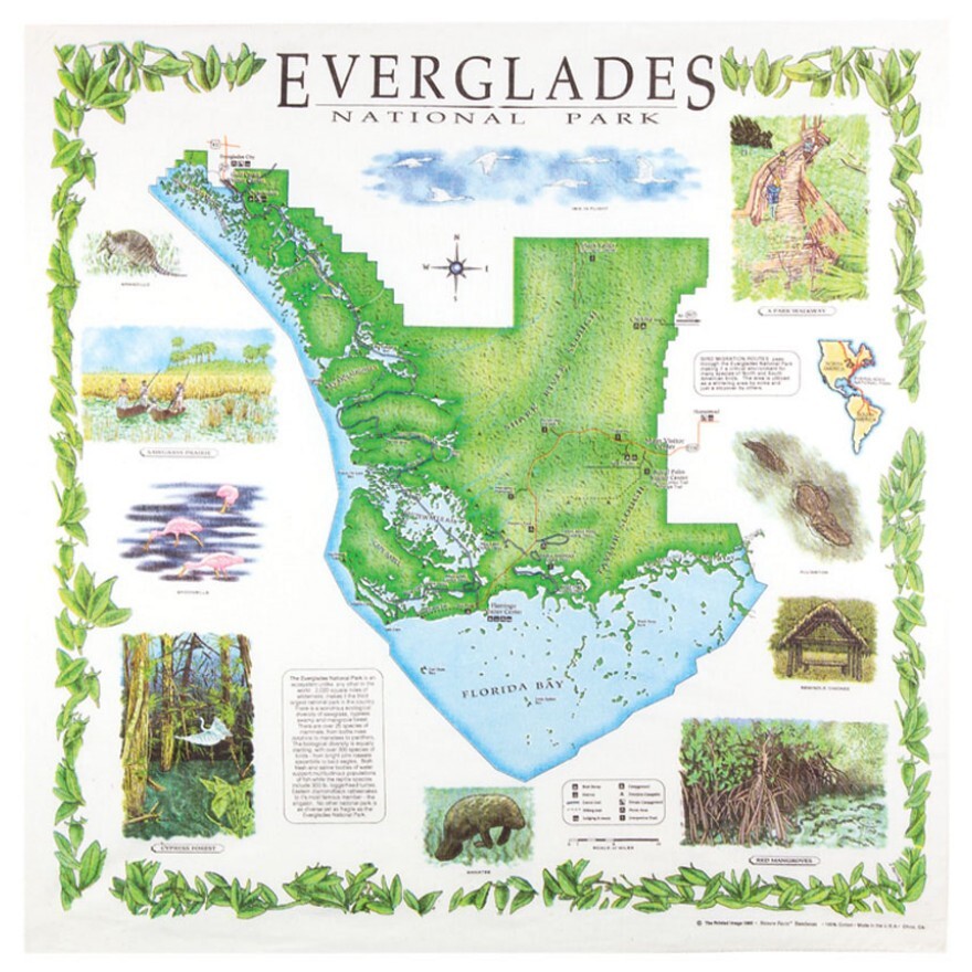 Florida National Park Bandanna 2-Pack Bundle Everglades Map Nature Facts Info