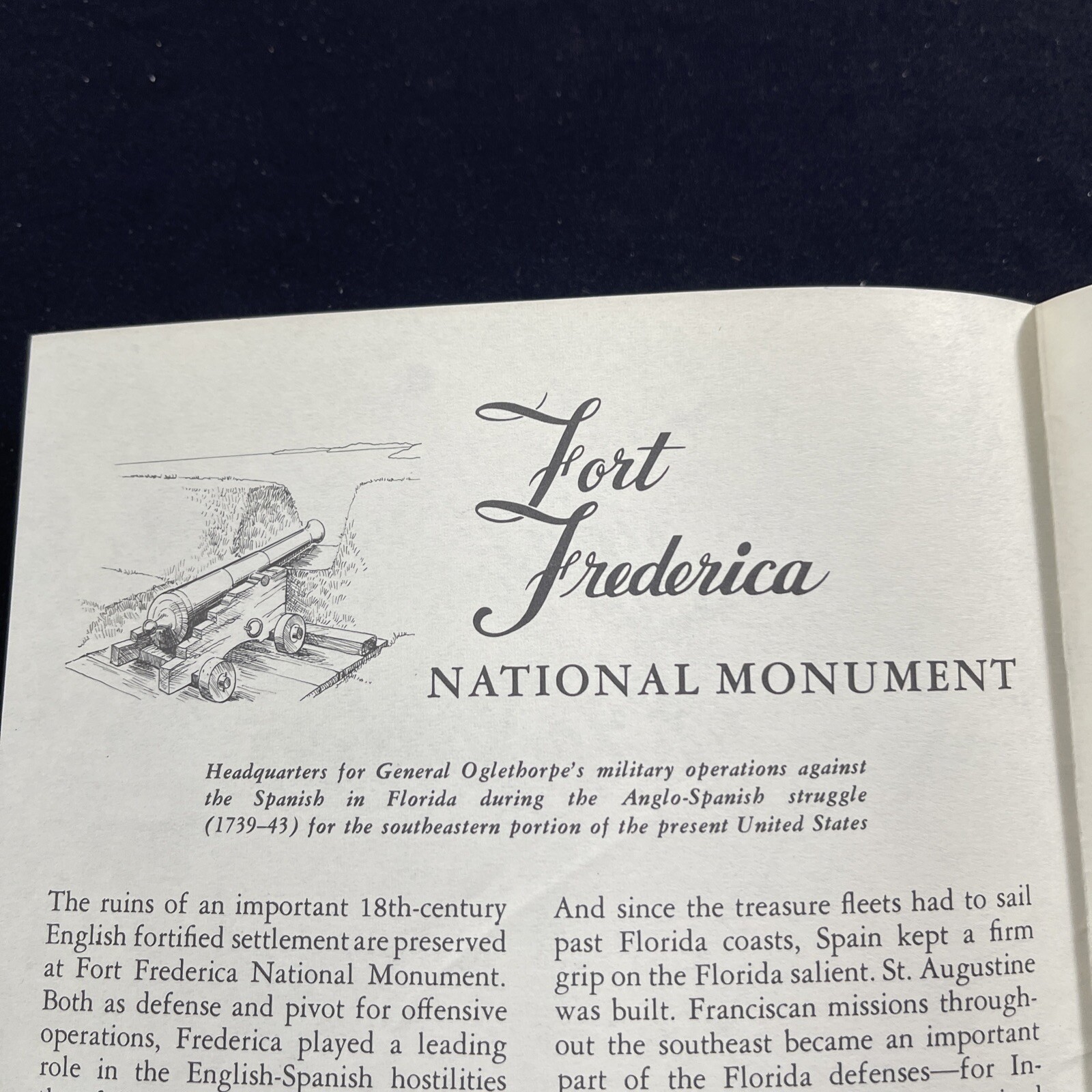 Vtg 1957 Fort Frederica National Monument Brochure Pamphlet Map Guide Georgia