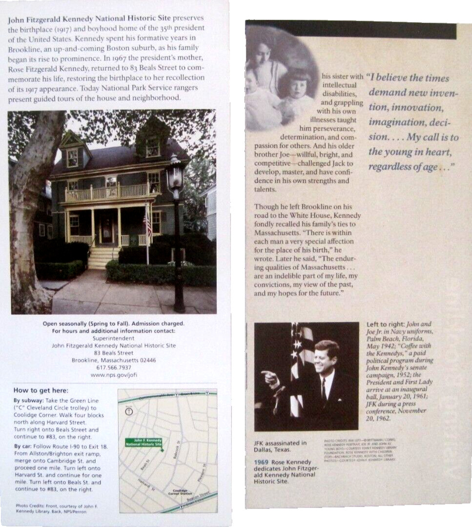 John F Kennedy Birthplace Historic Site National Park Service Unigrid Brochure