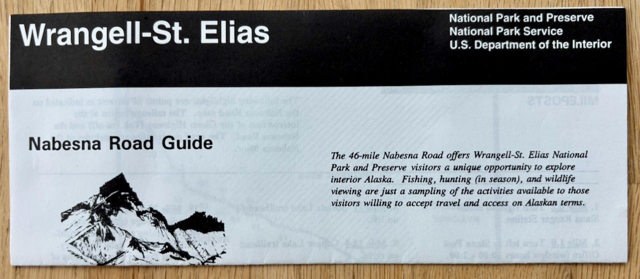 1995 vtg WRANGELL ST ELIAS NATIONAL PARK UNIGRID BROCHURE/MAP + Nabesna Rd Guide