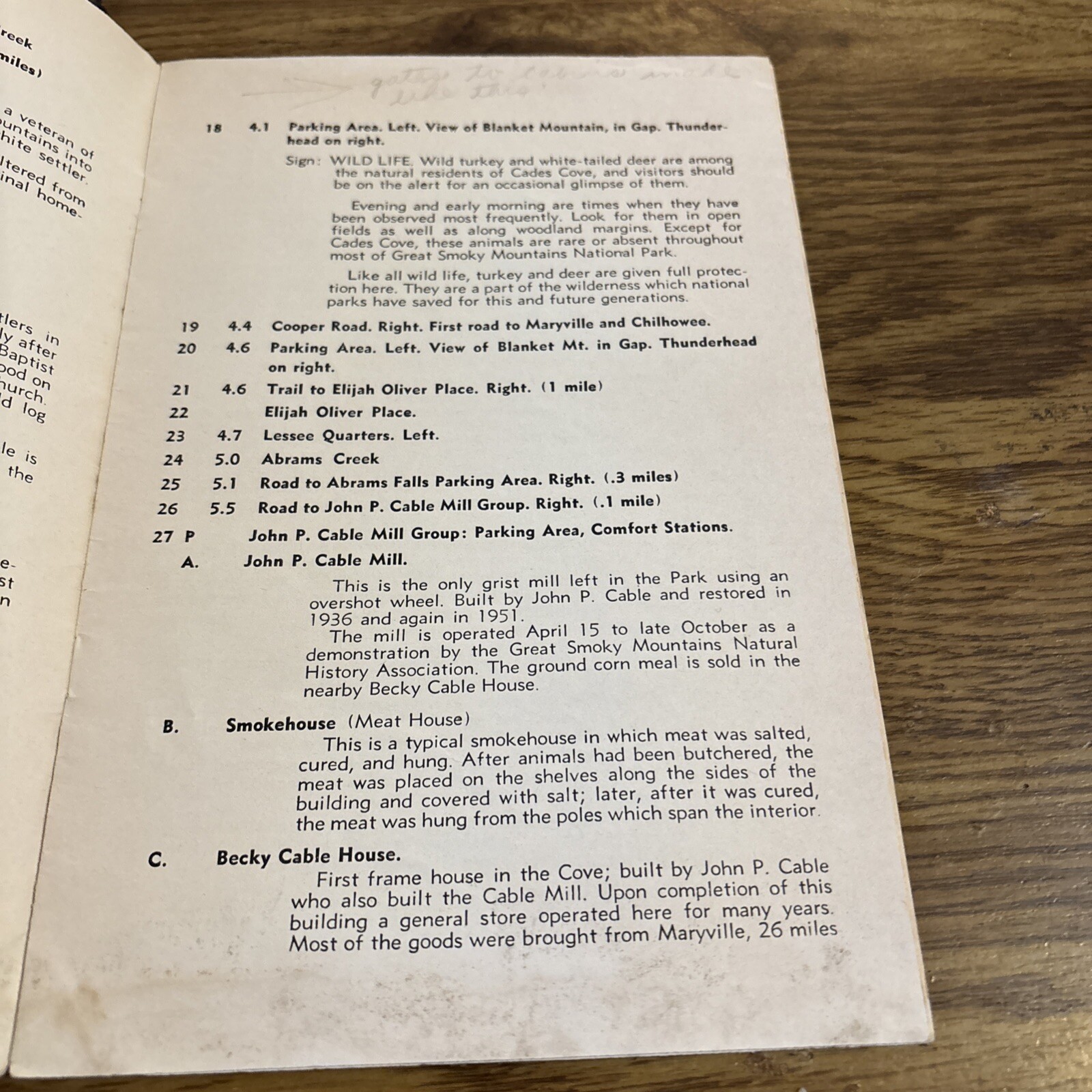 Cade’s Cove Great Smoky Mountains National Park Leaflet 1960s