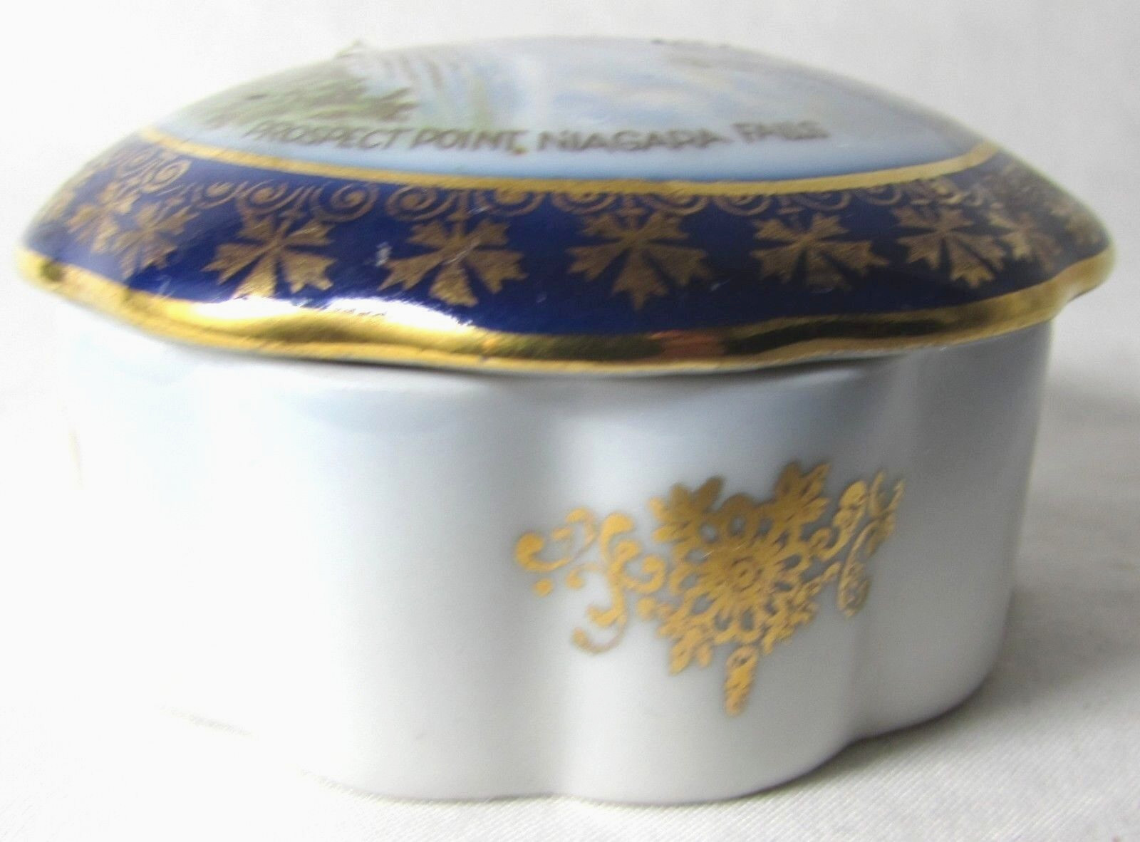 Vintage Elfinware Hand Painted Prospect Point Niagara Falls Lidded Box Germany