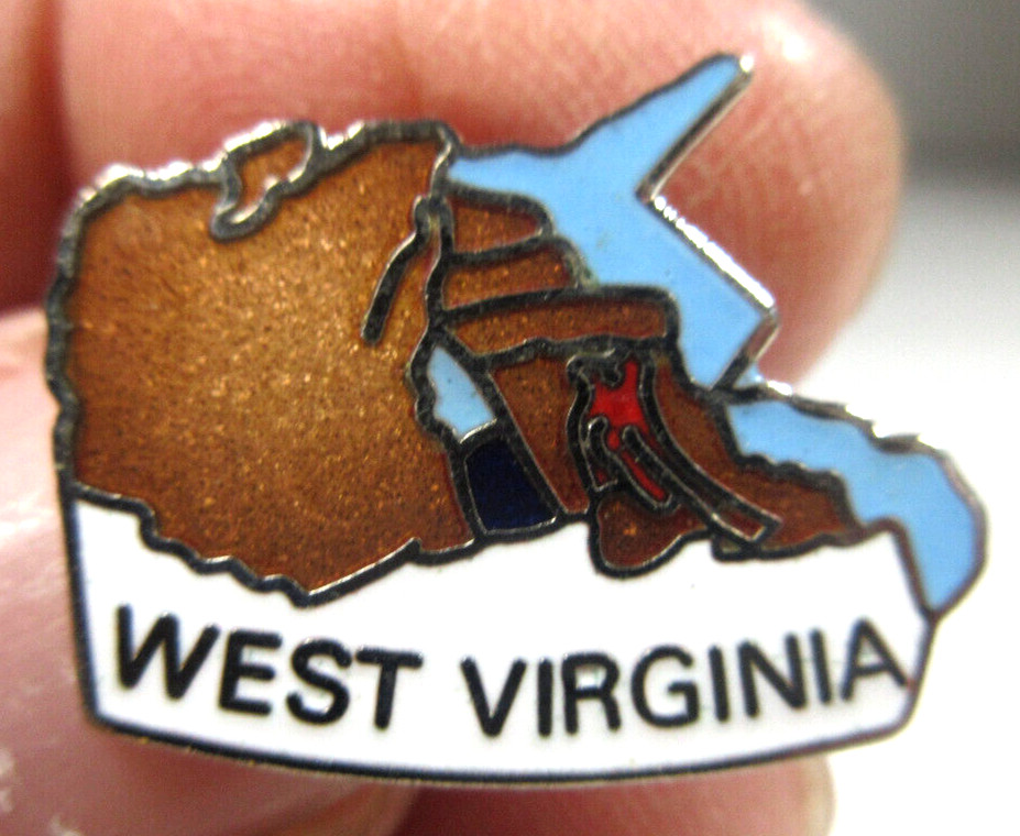 vintage West Virginia state map figure souvenir lapel pin