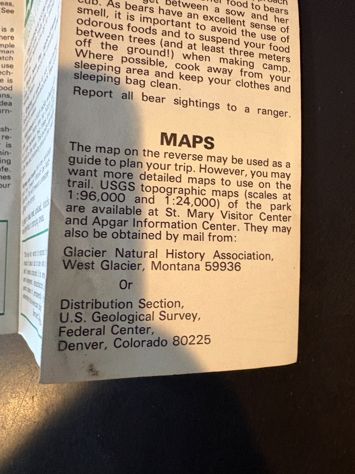 Glacier National Park Montana – Backcountry Map & Trail Guide Ephemera