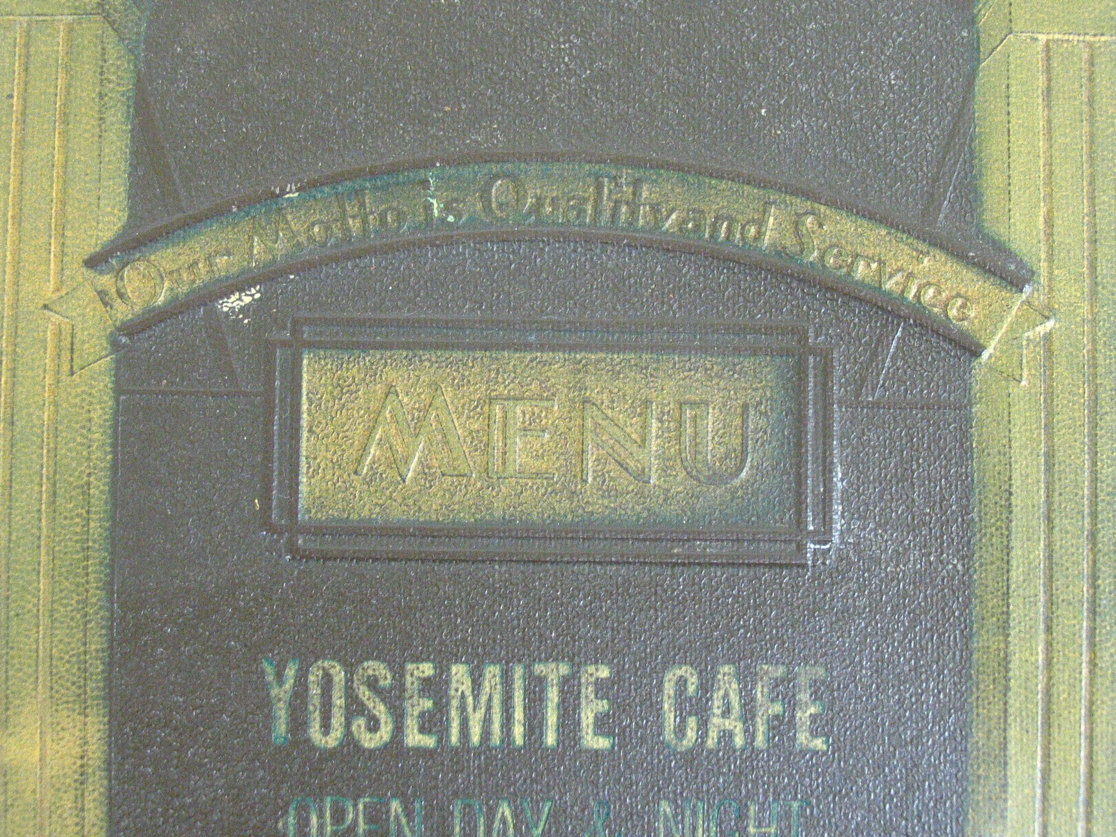 Vintage/Antique Yosemite Park Caffee Breakfast Dinner Menu Leather Cover