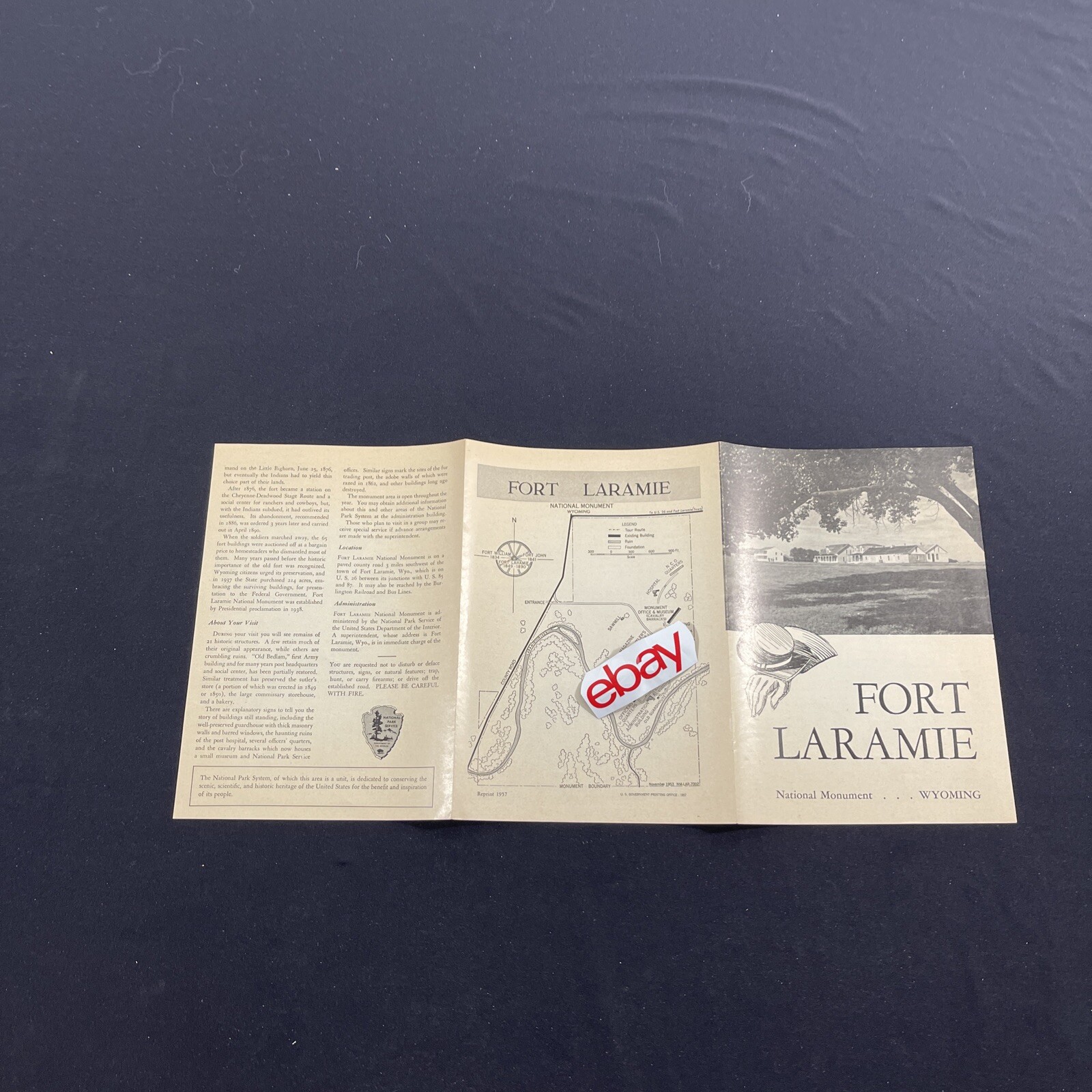 Vintage 1957 Fort Laramie National Monument Brochure Pamphlet Map Guide Info WY