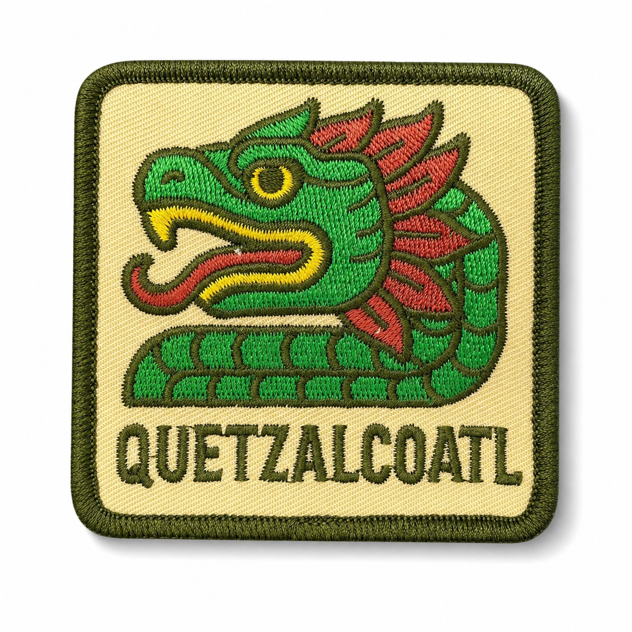 Quetzalcoatl Aztec Patch 3 Inch Iron On Embroidered Feathered Serpent Mexico